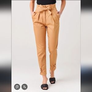 A.L.C. Tapered Khaki Paperbag Tie waist Pleated Seams Trouser Karey Pant 2/4